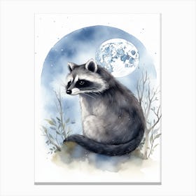 A Nocturnal Raccoon Watercolour Illustration Storybook 1 Canvas Print