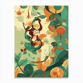 Monkey Jungle Cartoon Illustration 1 Canvas Print