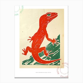 Red Mediterranean House Gecko Bold Block 3 Poster Canvas Print