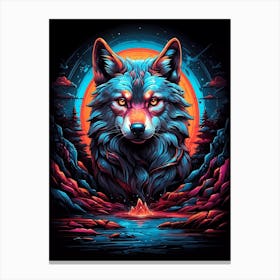 Psychedelic Wolf 1 Canvas Print