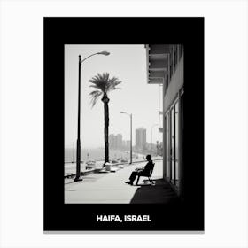 Poster Of Haifa, Israel, Mediterranean Black And White Photography Analogue 3 Canvas Print
