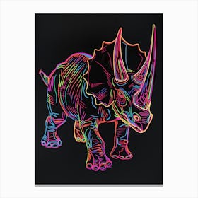 Neon Triceratops Line Illustration 2 Canvas Print