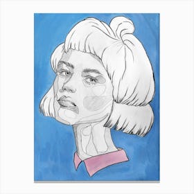 Girl on a blue background Canvas Print