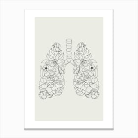 Lungs And Flowers Monoline Asthetic Mnimalist Drawing Canvas Print