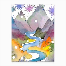 Watercolor Of A River Canvas Print