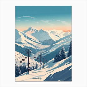 Zell Am See   Kaprun   Austria, Ski Resort Illustration 1 Simple Style Canvas Print