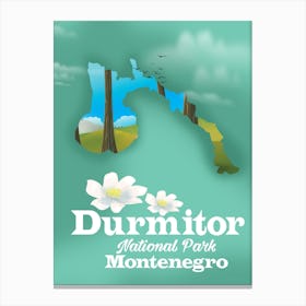 Durmitor National park Montenegro travel map Canvas Print