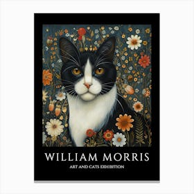 William Morris Inspired Cat in the Garden Canvas Print