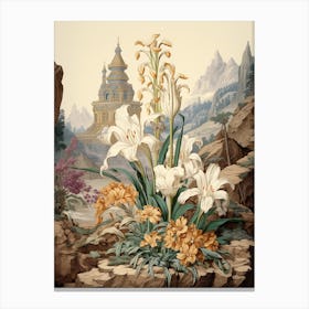 Chinese Sacred Lily  Flower Victorian Style 0 Canvas Print