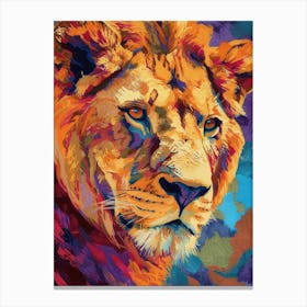 Transvaal Lion Portrait Close Up Fauvist Painting 3 Canvas Print