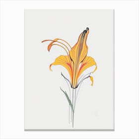 Tiger Lily Floral Minimal Line Drawing 5 Flower Canvas Print