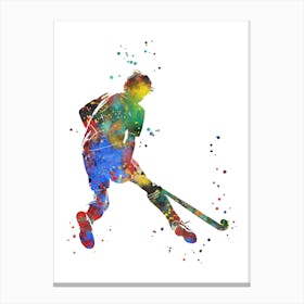 Field Hockey Player Boy Canvas Print