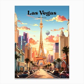 Las Vegas Nevada Sunset Travel Art Illustration Canvas Print