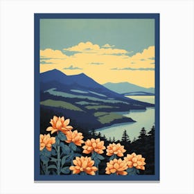Lake Toya, Japan Vintage Travel Art 4 Canvas Print
