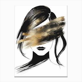 Woman With Gold Paint On Her Face Canvas Print