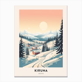 Vintage Winter Travel Poster Kiruna Sweden 2 Canvas Print