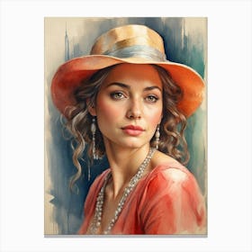 Portrait Of A Woman In A Hat Canvas Print