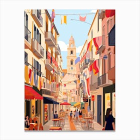 San Sebastian, Spain, Graphic Illustration 4 Canvas Print