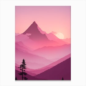 Misty Mountains Vertical Background In Pink Tone 22 Canvas Print