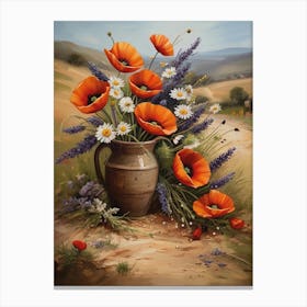 Poppies In A Vase Oil Painting Canvas Print