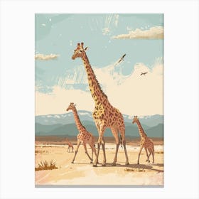 Storybook Style Illustration Of Giraffes In The Nature 2 Canvas Print