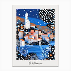 Poster Of Portovenere, Italy, Illustration In The Style Of Pop Art 2 Canvas Print