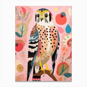 Pink Scandi American Kestrel 2 Canvas Print