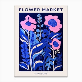 Blue Flower Market Poster Foxglove 4 Canvas Print