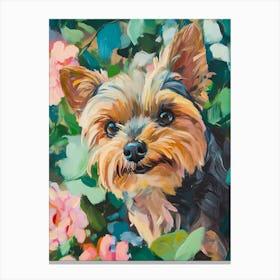 Yorkshire Terrier Floral Canvas Print