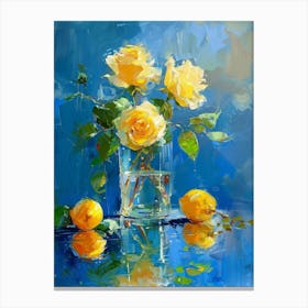 Yellow Roses In A Vase 2 Canvas Print