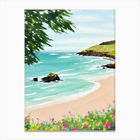 Porthmeor Beach, Cornwall Contemporary Illustration 3  Canvas Print