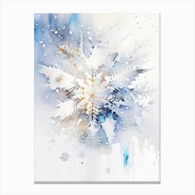 White, Snowflakes, Storybook Watercolours 5 Canvas Print