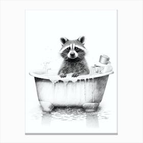 Raccoon In Bath Illustration 1 Canvas Print