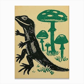 Lizard With Mushrooms Bold Block 5 Canvas Print