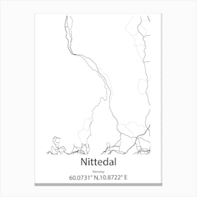 Nittedal,Norway Minimalist Map Canvas Print