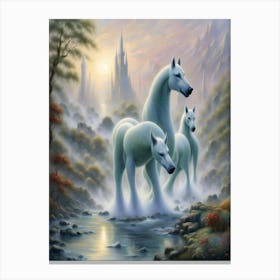 White Herd Print Canvas Print