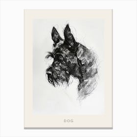 Furry Short Haired Dog Line Sketch 1 Poster Canvas Print