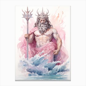  A Watercolour Illustration Of The Greek God Poseidon 3 Canvas Print