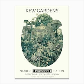 Kew Gardens 1 Vintage Botanical Underground Travel Canvas Print