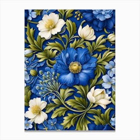 Blue Flowers On A Blue Background Canvas Print