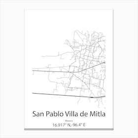 San Pablo Huixtepec,Mexico Minimalist Map Canvas Print