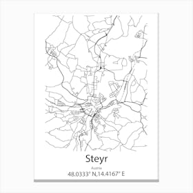 Steyr,Austria Minimalist Map Canvas Print