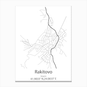 Rakitovo,Bulgaria Minimalist Map Canvas Print