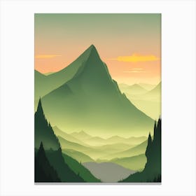 Misty Mountains Vertical Composition In Green Tone 64 Canvas Print