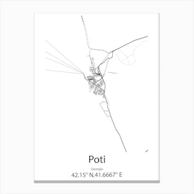 Poti,Georgia Minimalist Map Canvas Print