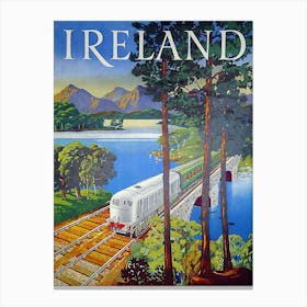 Ireland, Locomotive Passing The Bridge Canvas Print