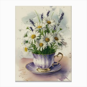 Daisies In A Teacup Canvas Print