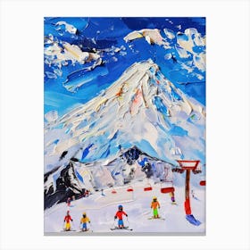 Ski Resort Hokkaido Japan Impasto Oil Painting Travel Canvas Print