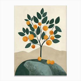 Orange Tree Minimal Japandi Illustration 4 Canvas Print