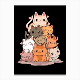 Kawaii Cat Mountain Canvas Print